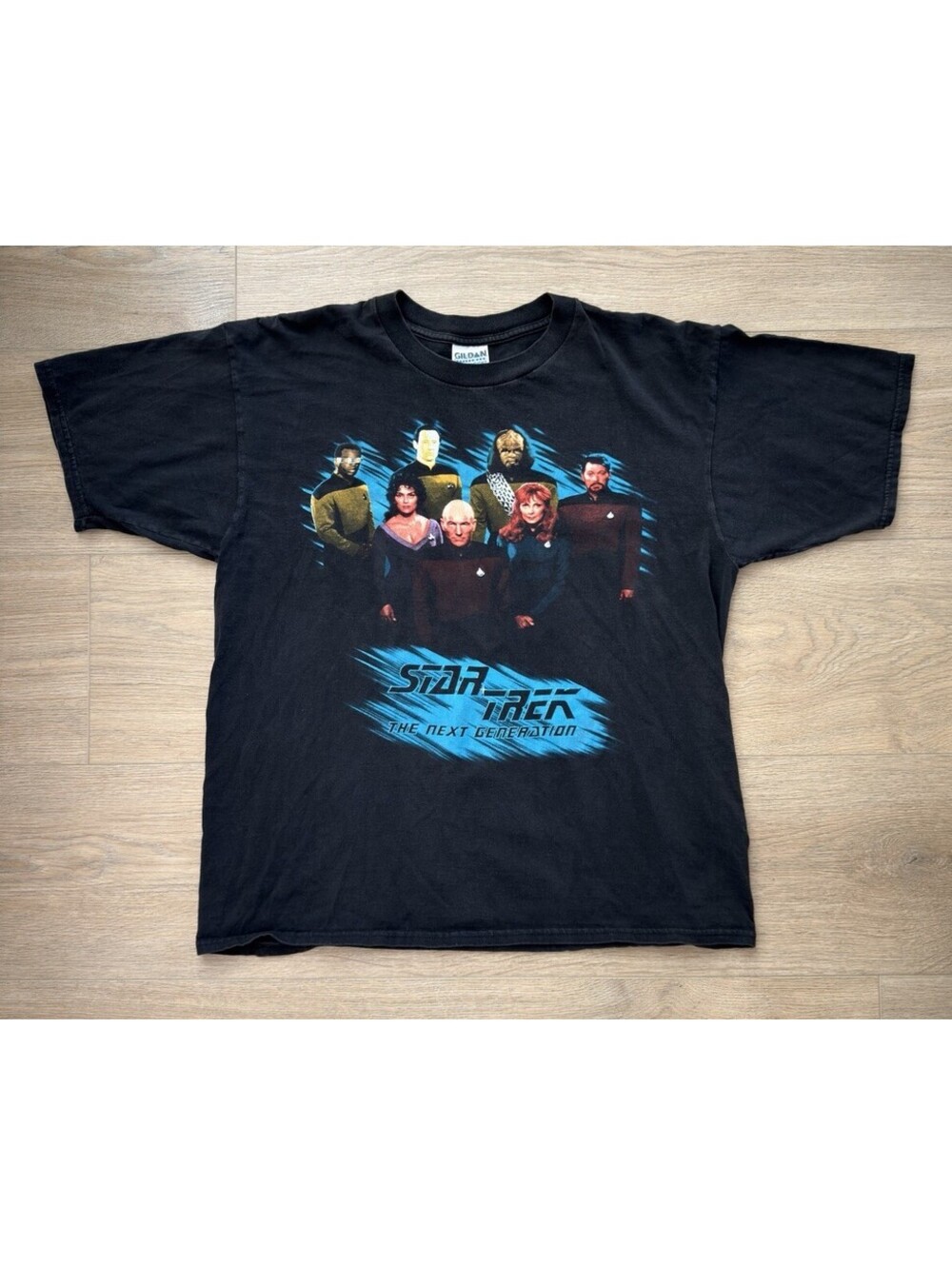 Vintage 90s Y2K Star Trek Next Generation T Shirt XL Cast Crew Graphic Tee